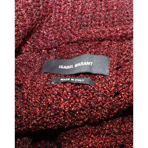 Pre Loved Isabel Marant Vintage Metallic Knit Mock Neck Sweater Women burgundy - Picture 6 of 8